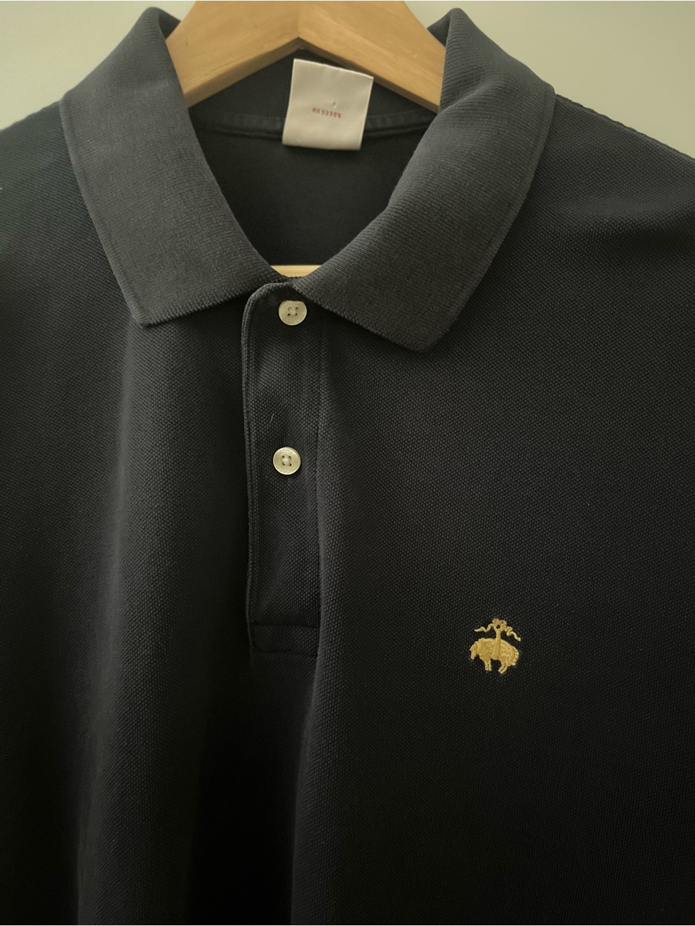 Brooks Brothers Navy Polo with Gold Crest Embroidery